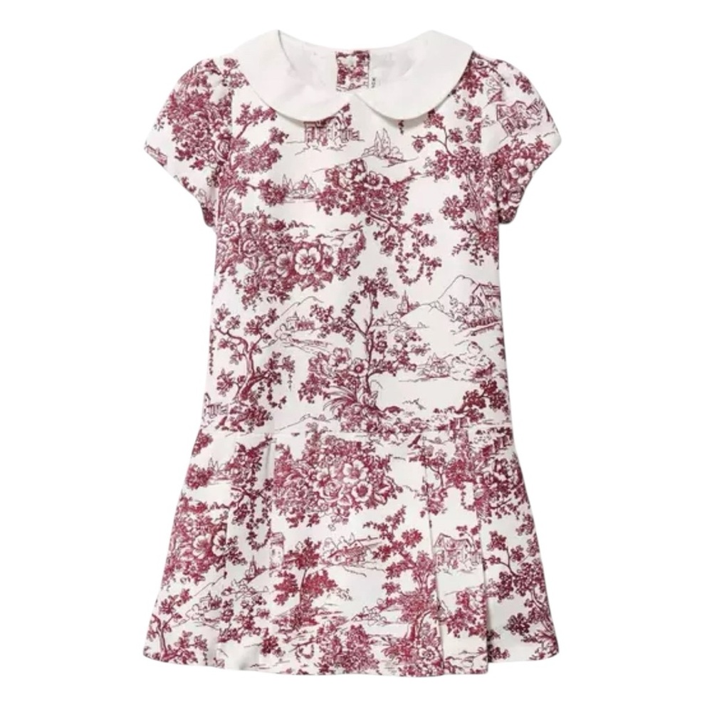Janie and Jack Burgundy and White Toile Print Dress size 12